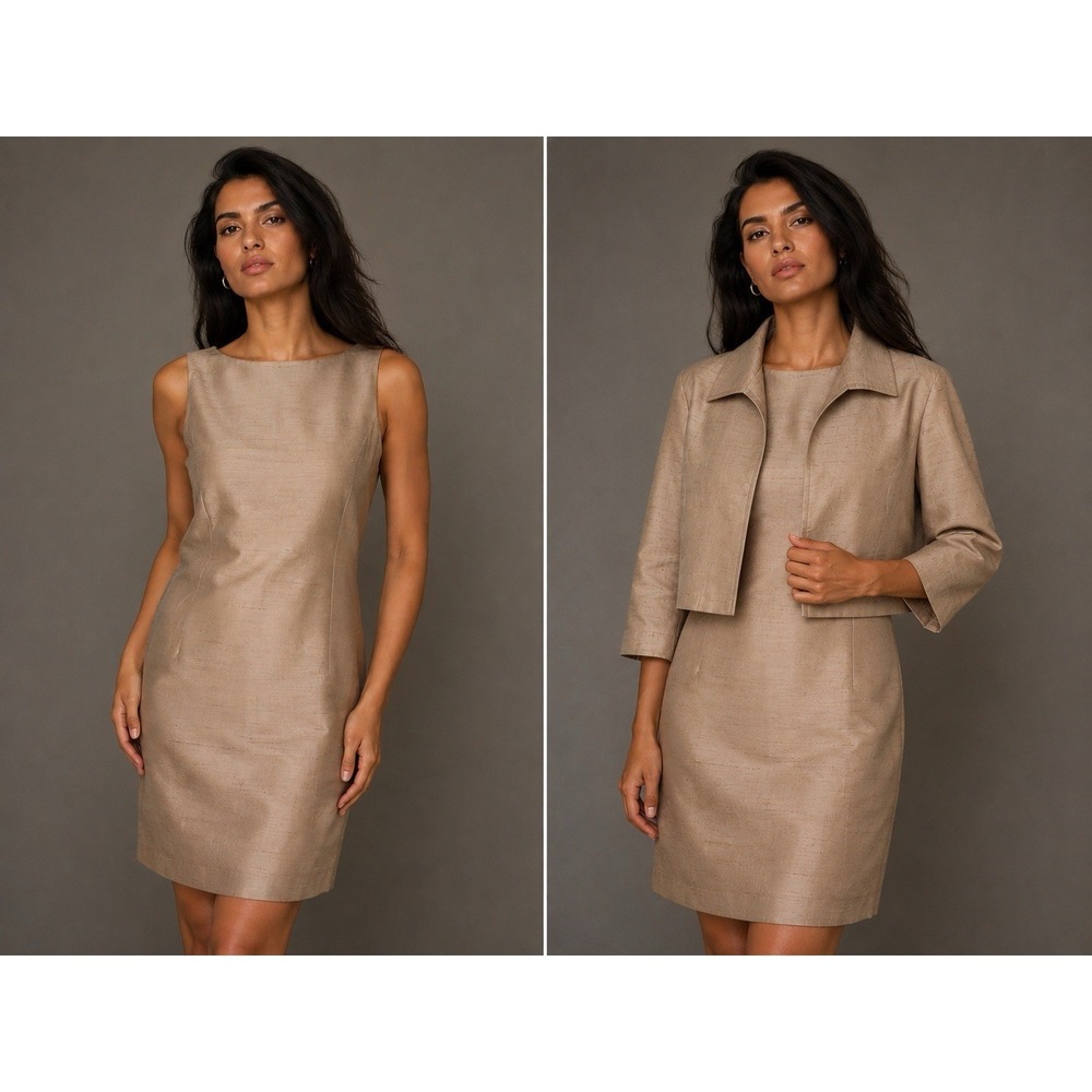 100% Silk Finity Sheath/Jacket Beach, Fully Lined Dress Sz 6-37"Long New W/Tags